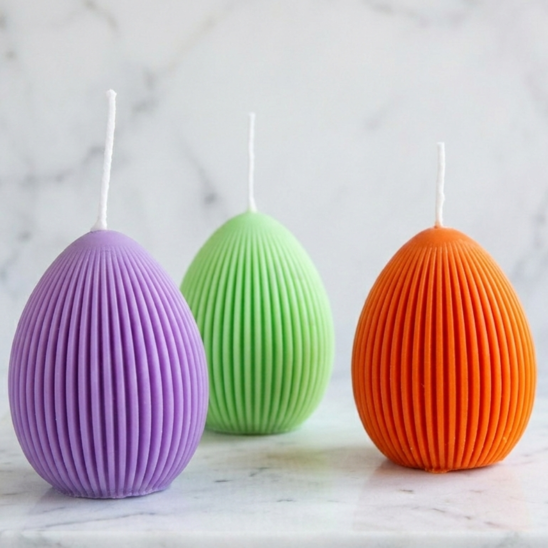 Easter Egg Grooved Candle | Large